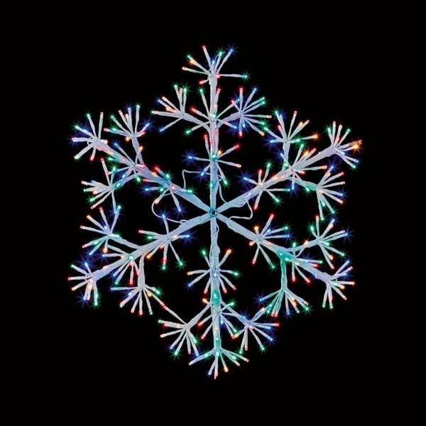 Shatchi 64cm Starburst Snowflake Silhouette with 300 Multicolour Twinkling Micro LED Lights