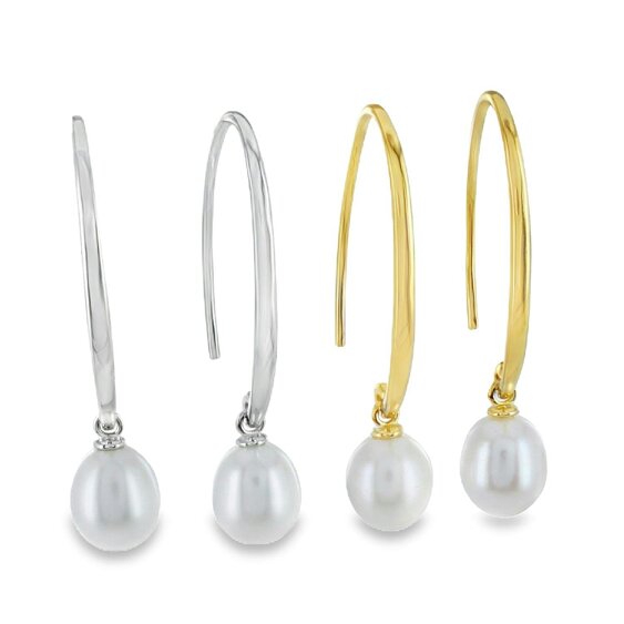 Reeves & Reeves Long Loop Pearl Earrings