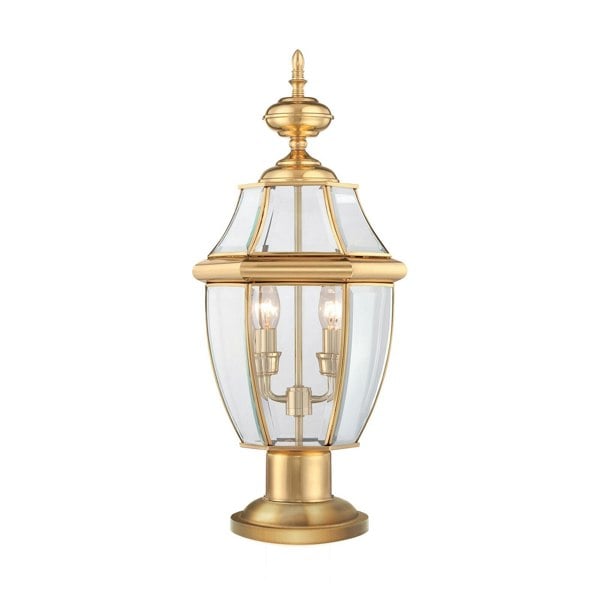 Outdoor IP44 2 Bulb Wall Ground Pedestal Light Highly Polished Brass LED E14 Loops