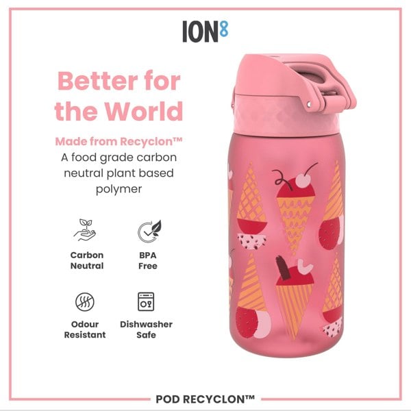 ION8 Leak Proof Kids Water Bottle, Recyclon, Ice Creams, 350ml (12oz)