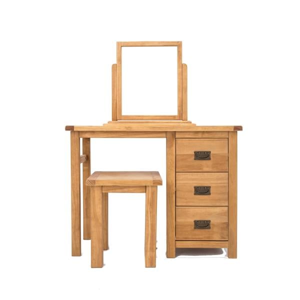 Lugo 3 Drawer Dressing Table Set Brass Drop Handle