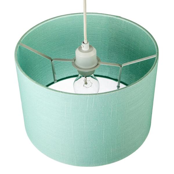Designer Emerald Bay Green Textured Linen Fabric Circular Lamp Shade Image 3