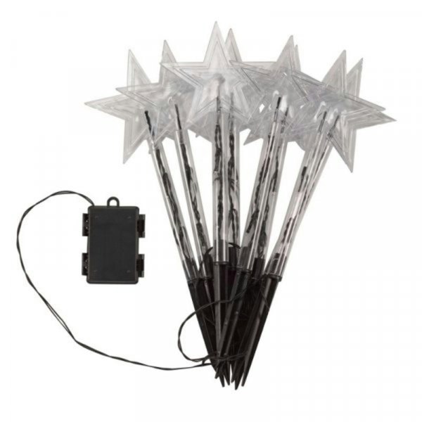 Samuel Alexander Set of 8 Battery Operated LED Multi Coloured Star Path Lights Christmas Decoration with Timer