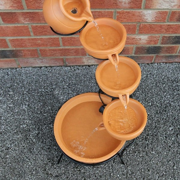 Monstershop Terracotta 4 Tier Spilling Bowls Water Feature