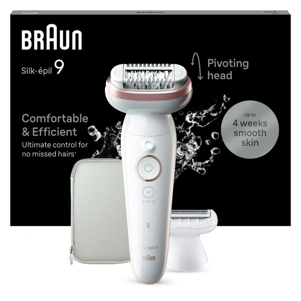 Braun Silk-epil 9, Epilator For Easy Hair Removal, Lasting Smooth Skin, 9-030 - White/Flamingo