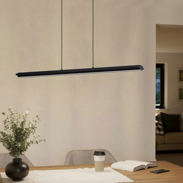 EGLO Cambulos Modern Dimmable Black Bar Pendant Light WBS