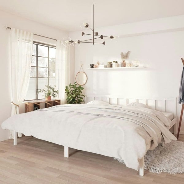Berkfield Bed Frame White Solid Wood Pine 180x200 cm Super King Size