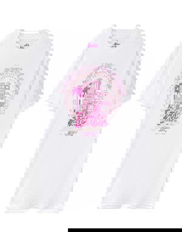 Barbie Womens White Malibu Off Campus Short Sleeved T-Shirt