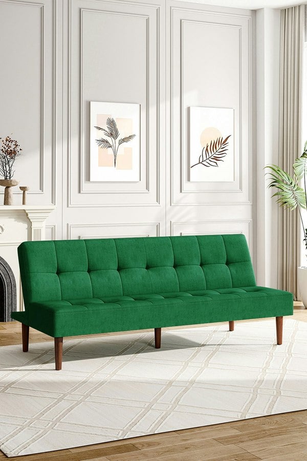 Living and Home Dark Green Contemporary Convertible Sofa Bed