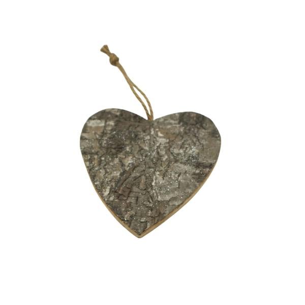 2cm Birch Bark Wooden Heart Christmas Wall Hanging Decoration, Handmade Rustic Ornament image 1