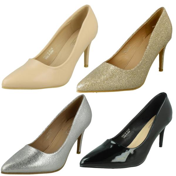 Spot On Ladies Spot On Wide Fit Court High Heels F90110