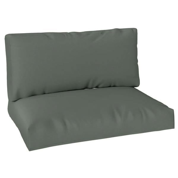 Charcoal gray two-piece seat and back cushion set with rectangular backrest and seat pad