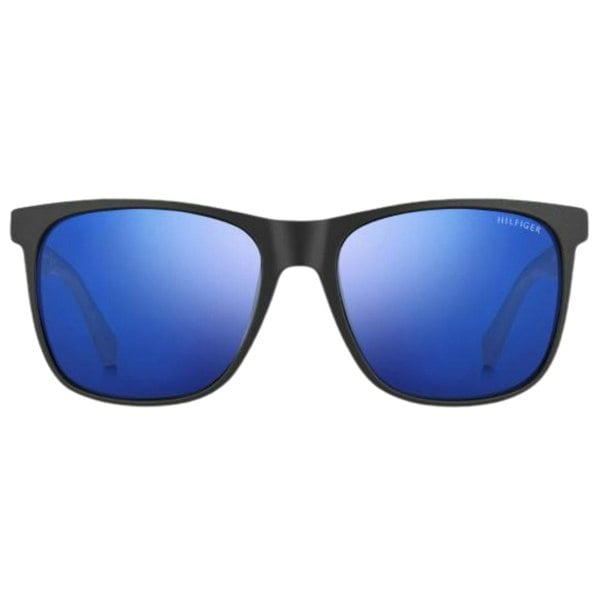 Tommy Hilfiger Shiny Blue Rounded Lens Matte Black Sunglasses One Size