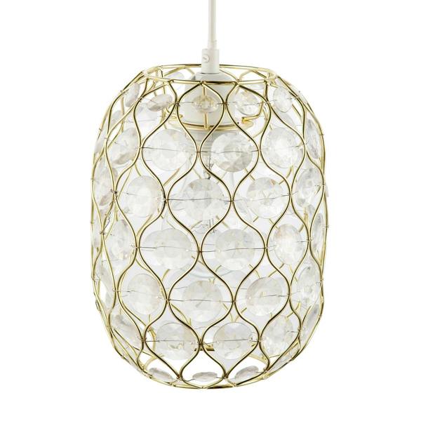 Glamorous Gold Plated Pendant Shade with Clear Faceted Acrylic Discs Image 3