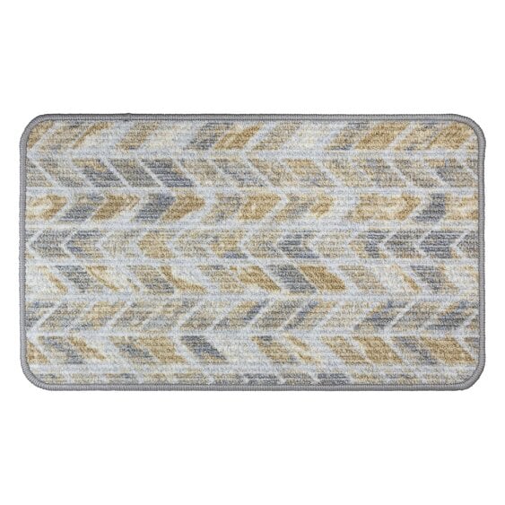JVL Fiora Machine Washable Indoor Mat - 44 x 75cm - Quartz Chevron