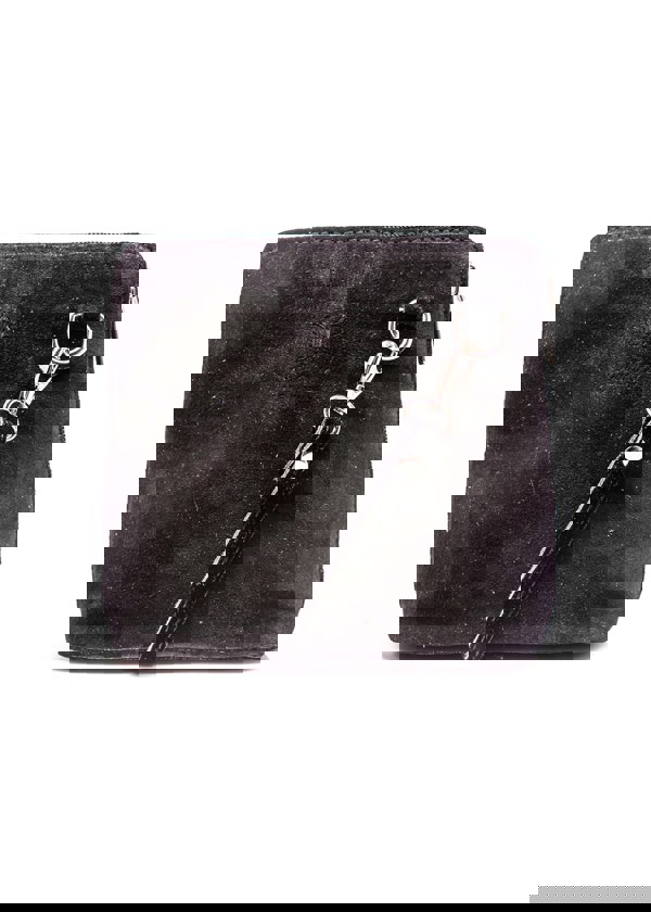 Kitise Small Genuine Italian Suede Leather Zip Around Crossbody Bag