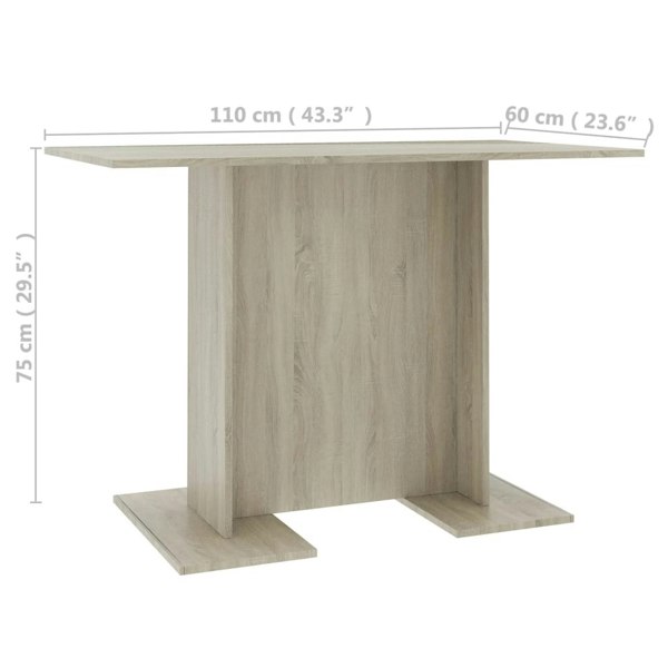 Berkfield Dining Table Sonoma Oak 110x60x75 cm Engineered Wood