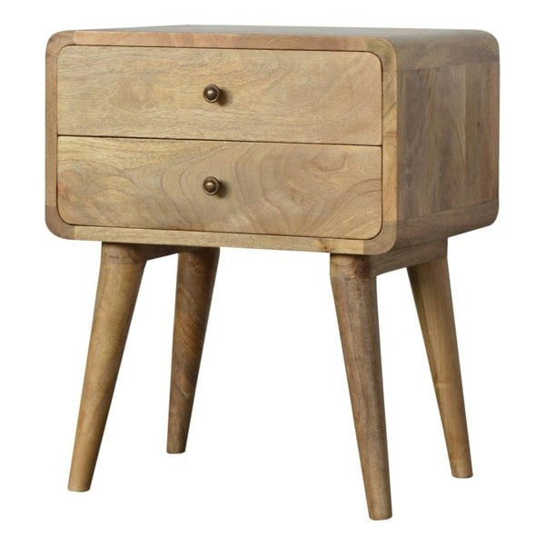 Artisan Furniture Solid Wood Curved Oak-ish Bedside