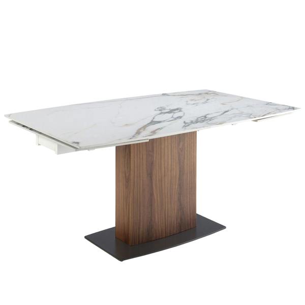 Angel Cerdá Oval Barrel porcelain marble and walnut extending dining table 1133