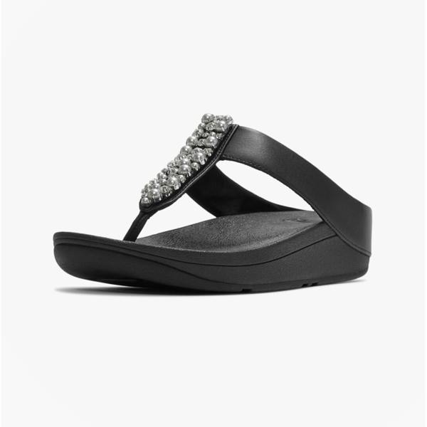 FitFlop FitFlop FINO PEARLS AND CRYSTAL Womens Toe-Post Sandals Black