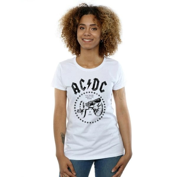 AC/DC Womens We Salute You Cannon Cotton T-Shirt - White