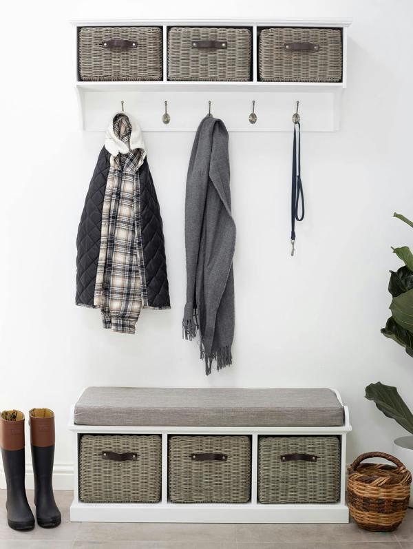 Tetbury Large Hallway Set with Storage Baskets and Cushion Seat