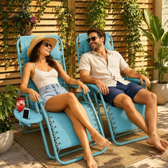 Neo Aqua Zero Gravity Recliner Garden Sun Loungers Set of Two