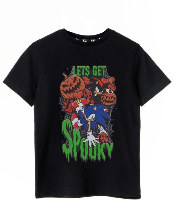 Sonic the Hedgehog Boys Black Let's Get Spooky Short Sleeved T-Shirt