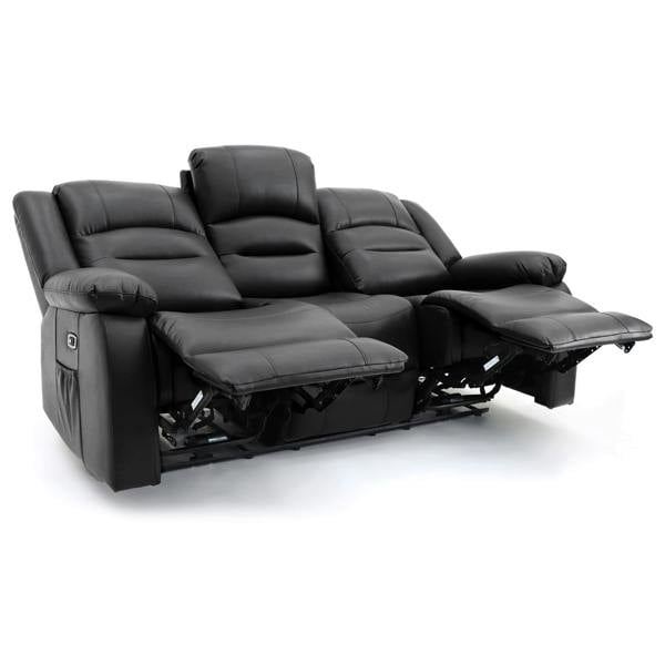Furnishings For Less Arlo Leather Like 3 Seater Electric Reclining Sofa With USB + Drinks Tray