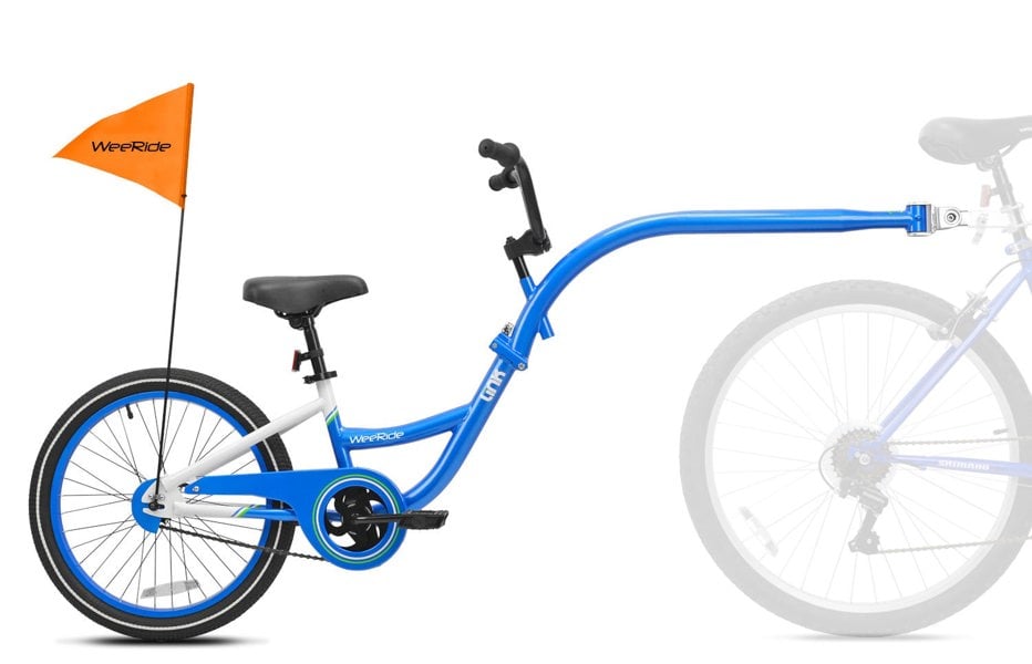 Blue tag-along bike