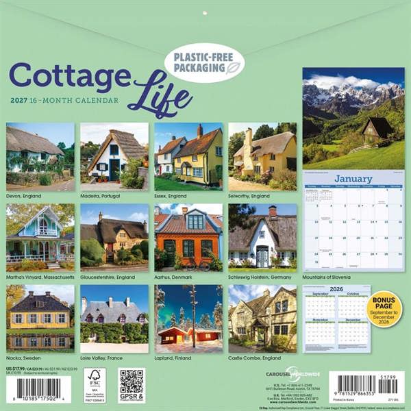 Cottage Life Calendar 2027, Wall Calendars, Month To View, Lifestyle, Gift