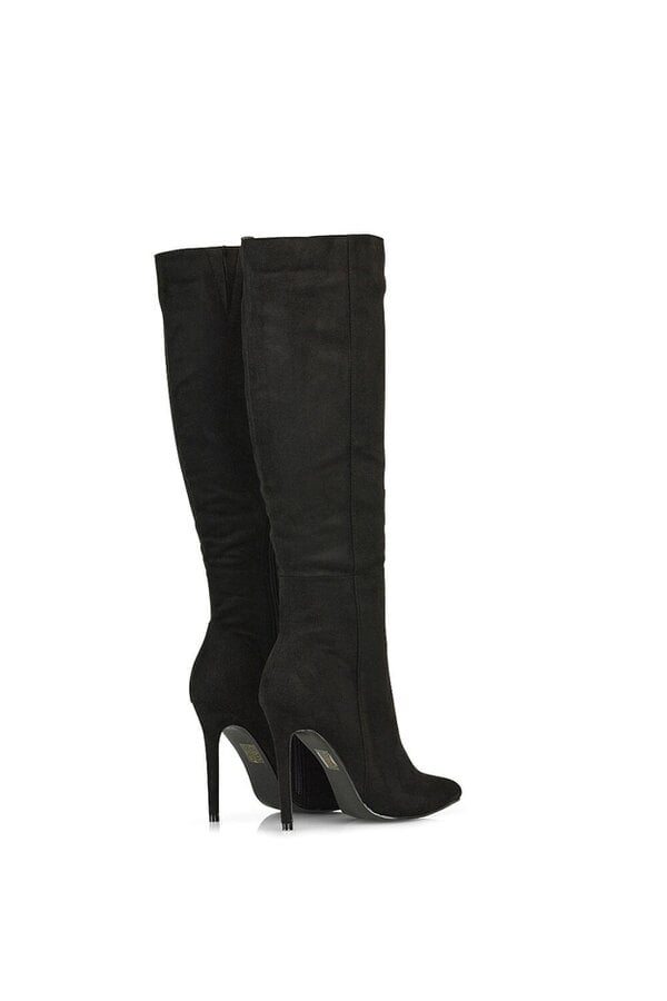 XY LONDON Pointed Toe Zip Up Knee High Stiletto Heel Long Boots