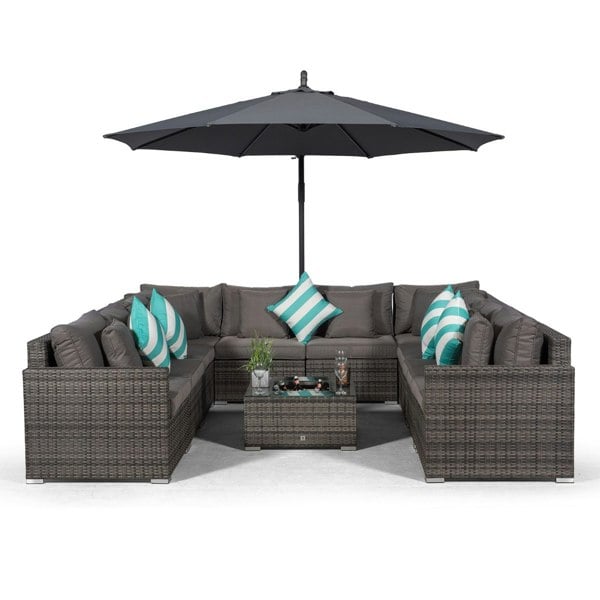 Giardino Havana 10 Seat Rattan Sofa Conversation Set with Ice Bucket Coffee Table