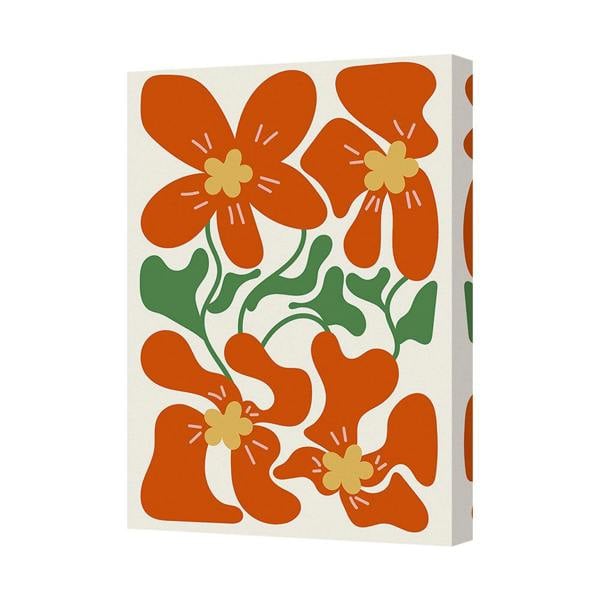 Benjamin Tate Design Contemporary Orange Floral Canvas Art Print Handcrafted In The United Kingdom