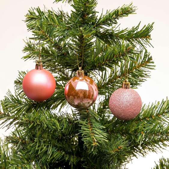 Shatchi Shatterproof Pale Pink Christmas Baubles – 10cm Pack Sizes for Trees and Seasonal Decorating - 3 Pack - PVC - Pink