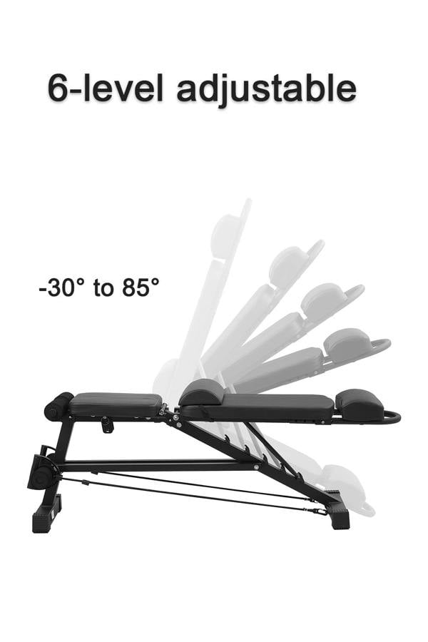 Living and Home Foldable Weight Bench with Lumbar Support & Resistance Bands