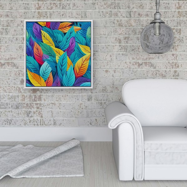 Warren Reed Bright Colourful Leaves Framed Canvas