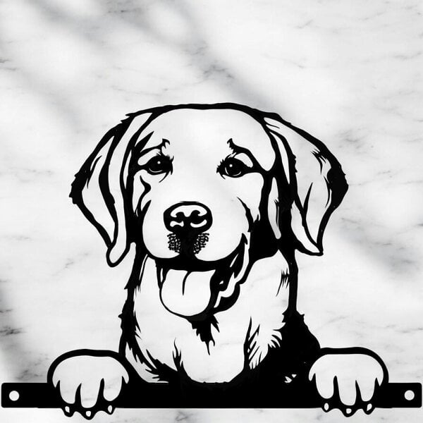 EDH Door Hardware Metal Labrador Retriever Peeking Dog Silhouette – 28cm x 32cm | Decorative Metal Labrador Art for Home & Garden Décor