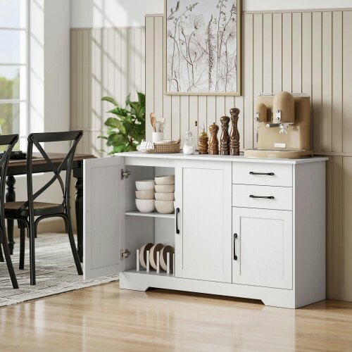 HOMCOM Sideboard with Soft-Close Doors, Modern Storage Cabinet White