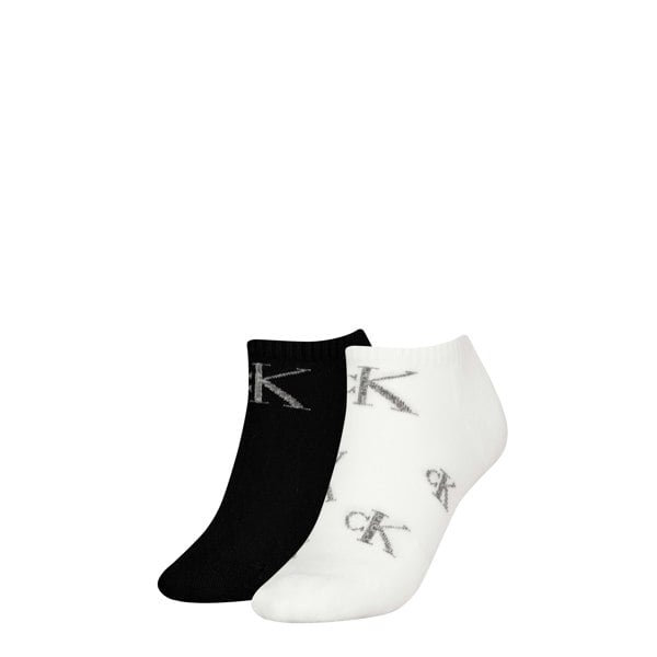 Calvin Klein 2 Pack Trainer Womens Ankle Socks White/Black