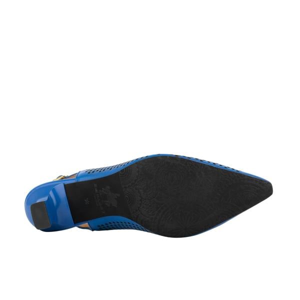Embassy London Florence - Vibrant Blue - Women's Leather Slingback Heel with Flower Detail