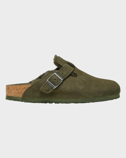 Birkenstock Boston VL Sheepskin Womens Clogs - Thyme