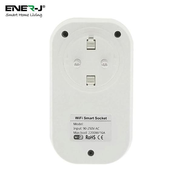 ENER-J 1600W WiFi Smart EU Plug with Energy Monitor, Smart Socket, App & Voice Control, Alexa & Google Home Compatible