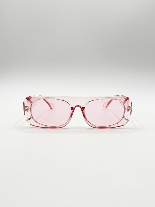 SVNX Flat Top Oval Sunglasses in Pale Pink