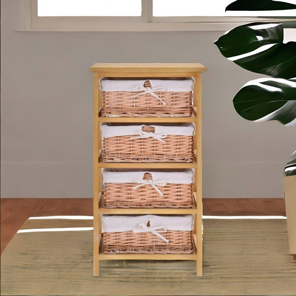 Rafaelo Mobilia 4 Drawer Wicker Basket Storage Unit