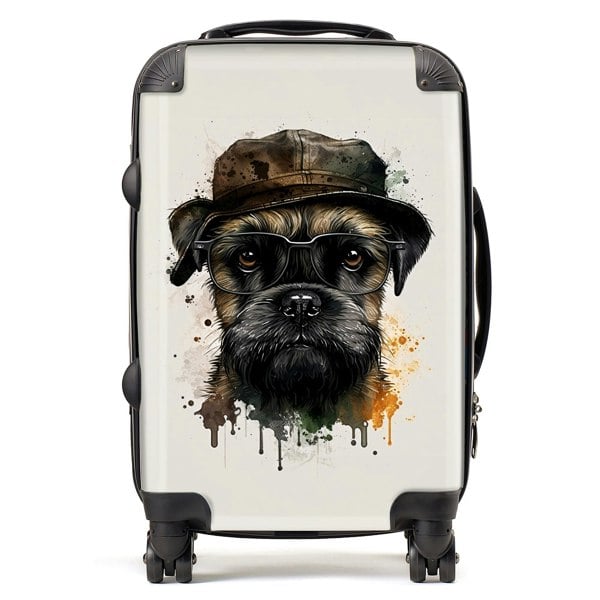 Warren Reed Border Terrier Dog Splashart Suitcase