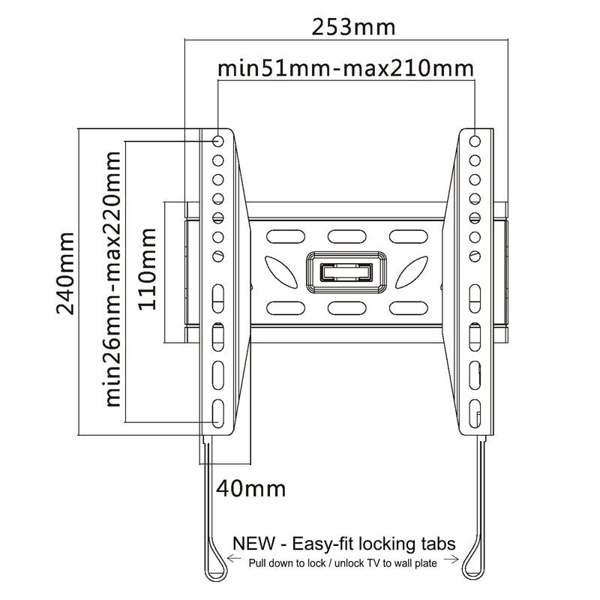 Intec Brackets Flat TV Wall Bracket for Screens up to 46 Inch, VESA 200 x 200