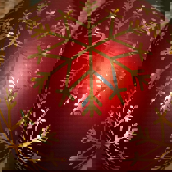 Samuel Alexander 15cm Battery Operated Light up Snowflake Glass Ball in Red with Warm White LEDs