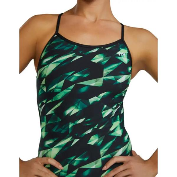 Green TYR Triadic Durafast Elite Trinityfit swimsuit with geometric print