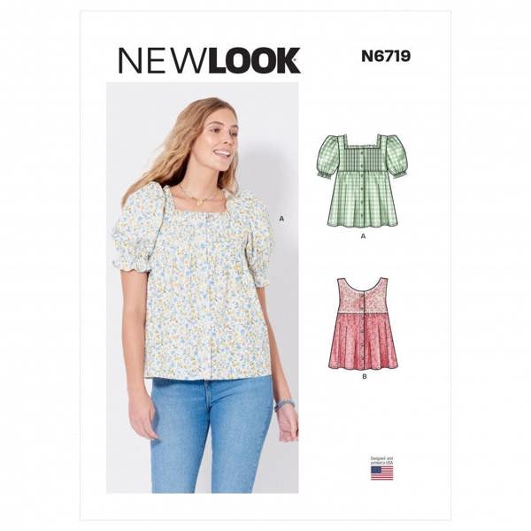 New Look Sewing Pattern 6719, Tops for Women, A (8-10-12-14-16-18) - Intermediate